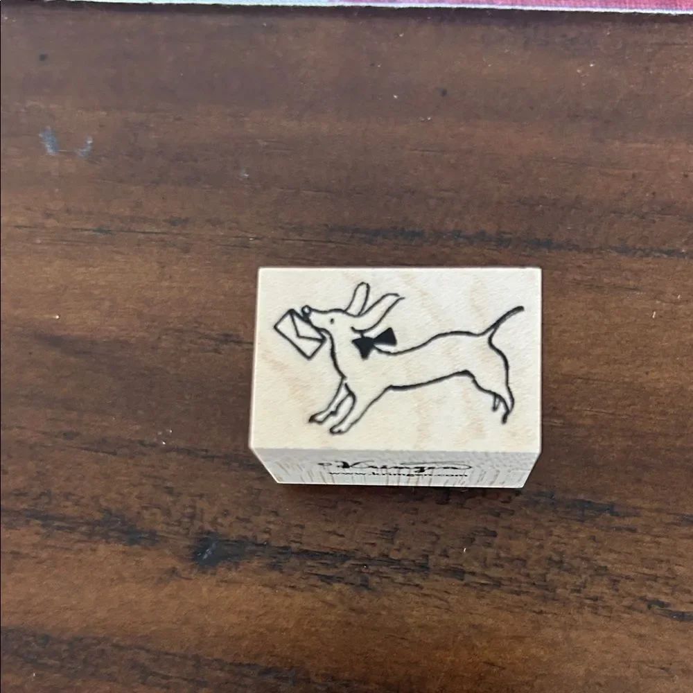 Kringen Wooden Rubber Stamp with Orange Design NEW
